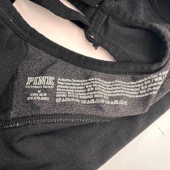 Pink Victoria's Secret Black Logo Bralette Size Medium - Picture 2 of 5